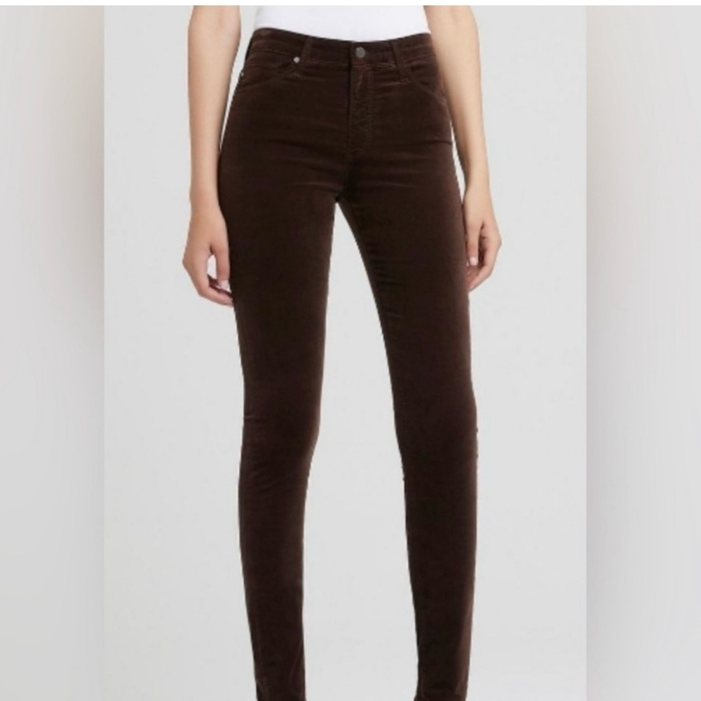 AG Adriano Goldschmied Brown Velvet Skinny Jeans Sz 27R